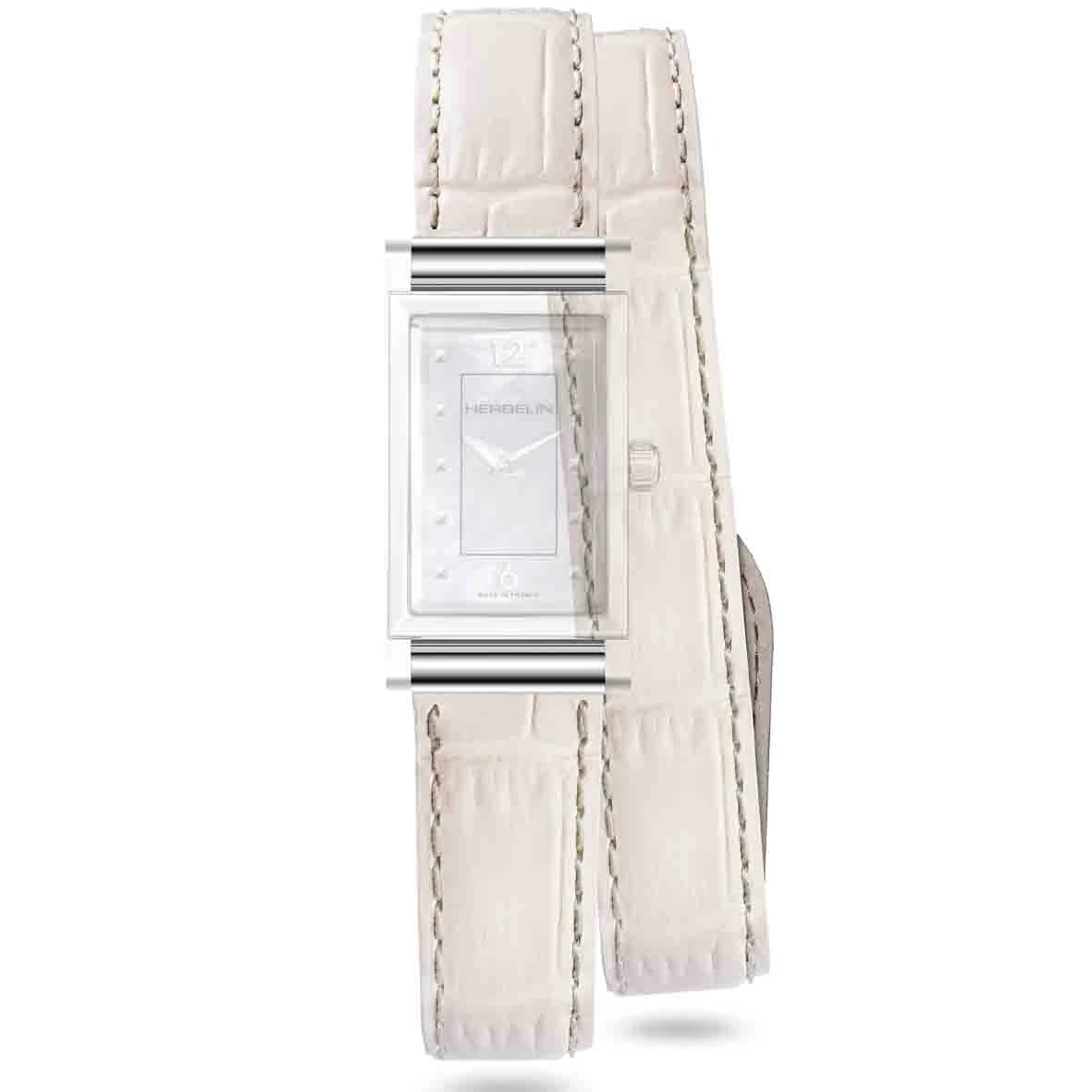 Bracelet Interchangeable Herbelin Façon Croco Antigua Mat Blanc - BRAC17048A195
