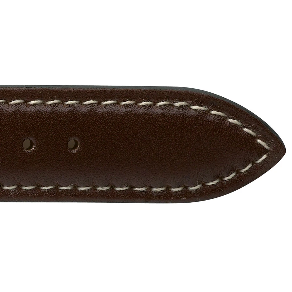 Bracelet Montre Veau Sellier Marron Surpiqure Ecru - Unisexe - Emma - 18101E-03 – Image 2