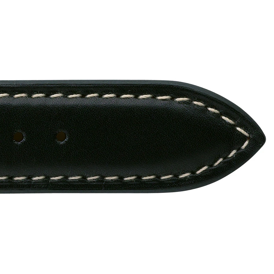 Bracelet Montre Veau Sellier Noir Surpiqure Ecru - Unisexe - Barbara - 18101E-01 – Image 3