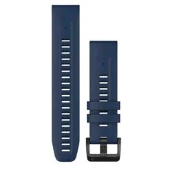 Bracelet QuickFit® 22 Mm - Silicone Bleu Captain, Acier Noir - Garmin - 010-13111-31