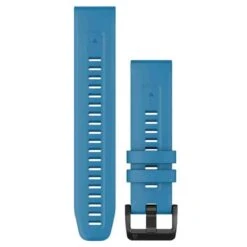 Bracelet QuickFit® 22 Mm - Silicone Bleu Céruléen, Acier Noir - Garmin - 010-13111-30