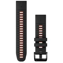 Bracelet QuickFit, 22mm, Silicone, Noir / Rouge Feu - Garmin - 010-13280-06