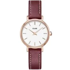 Cluse Boho Chic Petite Leather Dark Red, Rose Gold Colour - - CW10504