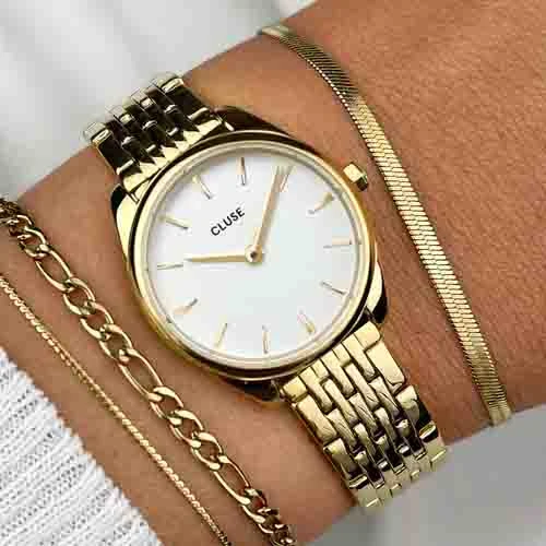 Cluse Féroce Mini Steel - White - Gold Color - - CW11705 – Image 4