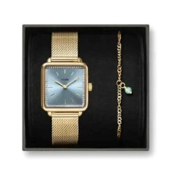 Cluse Tétragone La Tétragone Mesh Watch & Chain Bracelet, Gold Colour - 28 Mm - CG10320