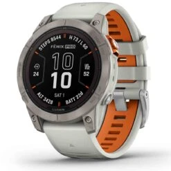 Garmin Fénix 7 Pro – Sapphire Solar Edition - Titane - Titanium Avec Bracelet Gris / Orange 47 Mm- 010-02777-21