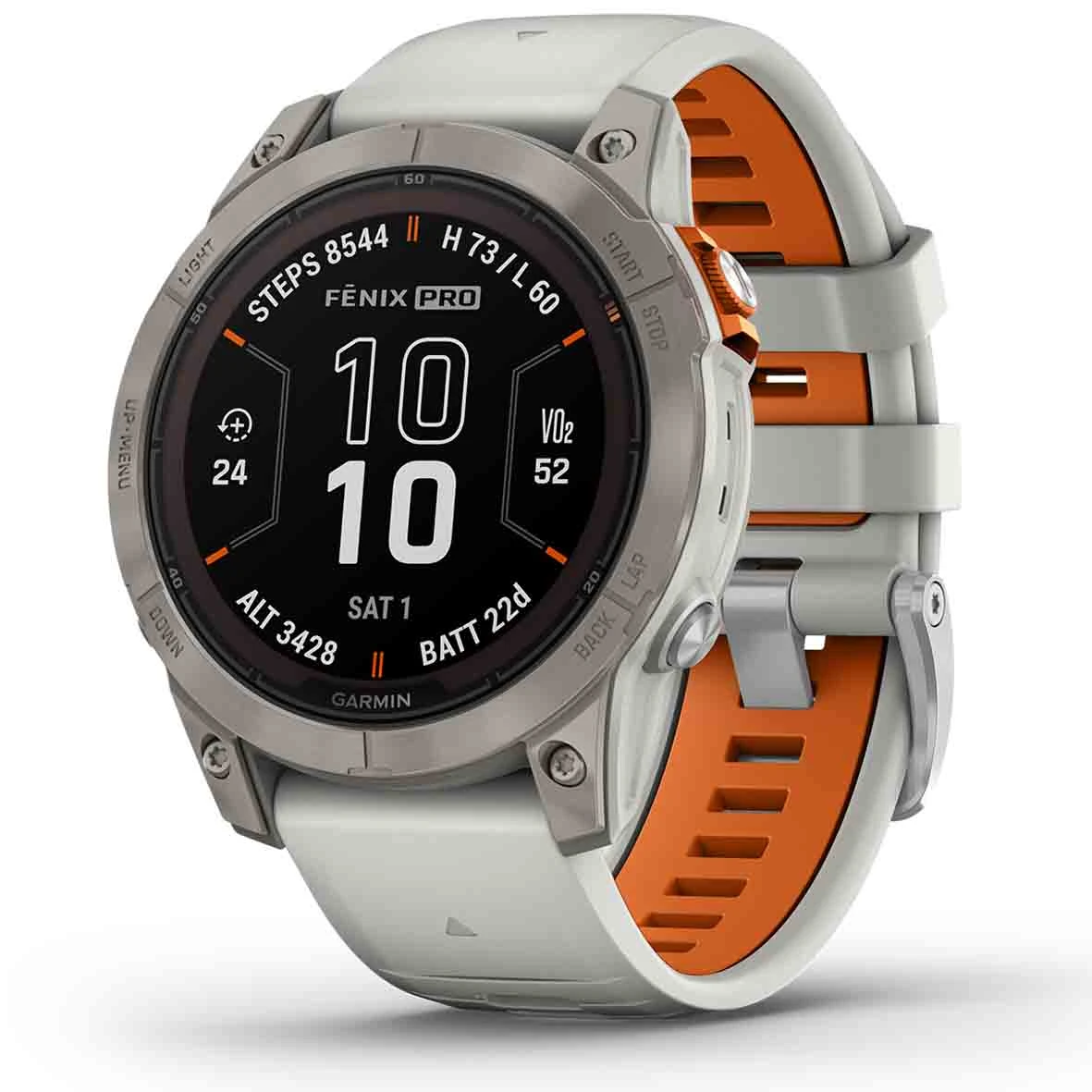 Garmin Fénix 7 Pro Sapphire Solar Edition - Titane - Titanium Avec Bracelet Gris / Orange 47 Mm- 010-02777-21