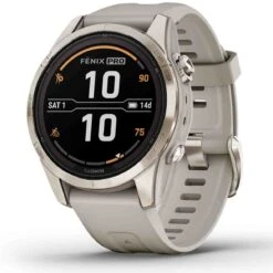 Garmin Fénix 7S Pro  Sapphire Solar Edition - Titane - Light Gold Avec Bracelet Beige Sable 42 Mm- 010-02776-15