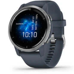 Garmin Venu 2 Lunette Silver Bracelet En Silicone Bleu Gris 45 Mm- 010-02430-10