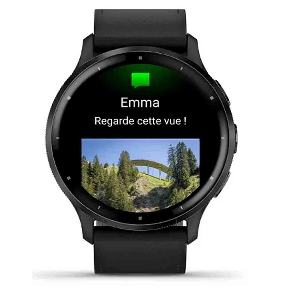 Garmin Venu 3 Lunette Gray Acier Inoxydable - Boîtier Noir - Bracelet Cuir Noir 45 Mm- 010-02784-52 – Image 4