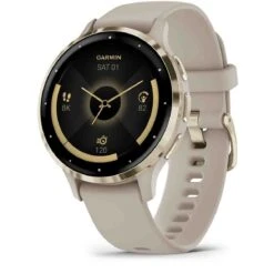 Garmin Venu 3S Lunette Acie - Soft Gold - Boîtier Et Bracelet En Silicone Lin 41 Mm- 010-02785-02