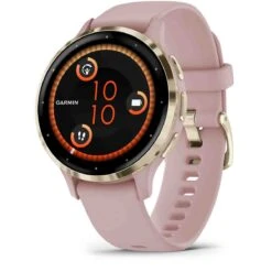 Garmin Venu 3S Lunette Acier Soft Gold - Boîtier - Bracelet En Silicone Rose Poudré 41 Mm- 010-02785-03