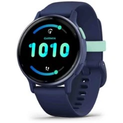 Garmin Vivoactive 5 Boitier Bleu Marine - Lunette Aluminium Metallic Blue Gold -bracelet Silicone Bleu Marine 42.2 Mm- 010-02862-12