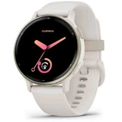 Garmin Vivoactive 5 Boitier Ivoire - Lunette Aluminium Soft Gold - Bracelet Silicone Ivoire 42.2 Mm- 010-02862-11