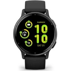 Garmin Vivoactive 5 Boitier Noir - Lunette Aluminium Gray - Bracelet Silicone 42.2 Mm- 010-02862-10