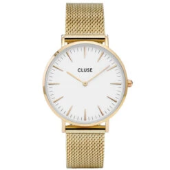 Cluse La Bohème Mesh Gold/White - 38 Mm - CW0101201009