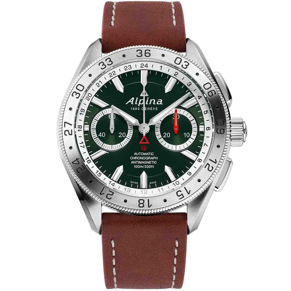 Montre Alpina - Alpiner4 Chronograph Dark-green 44 Mm- AL-860GRS5AQ6