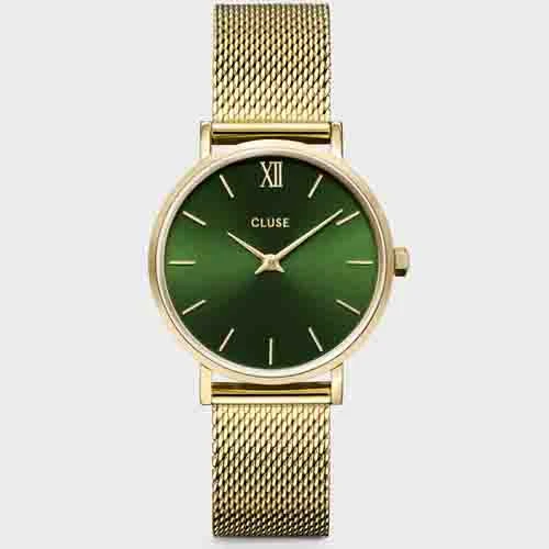 Montre Cluse Minuit Mesh, Green - Gold - - CW10206