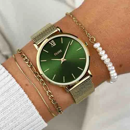 Montre Cluse Minuit Mesh, Green - Gold - - CW10206 – Image 2