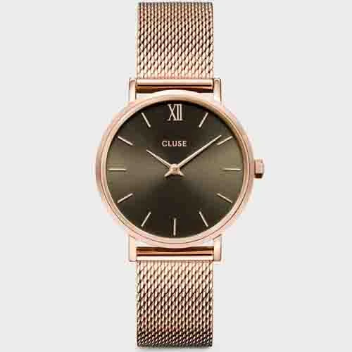 Montre Cluse Minuit Mesh, Grey - Pink Gold - - CW10207