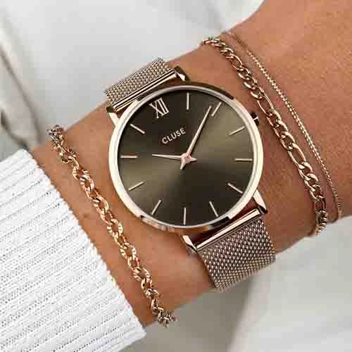 Montre Cluse Minuit Mesh, Grey - Pink Gold - - CW10207 – Image 2