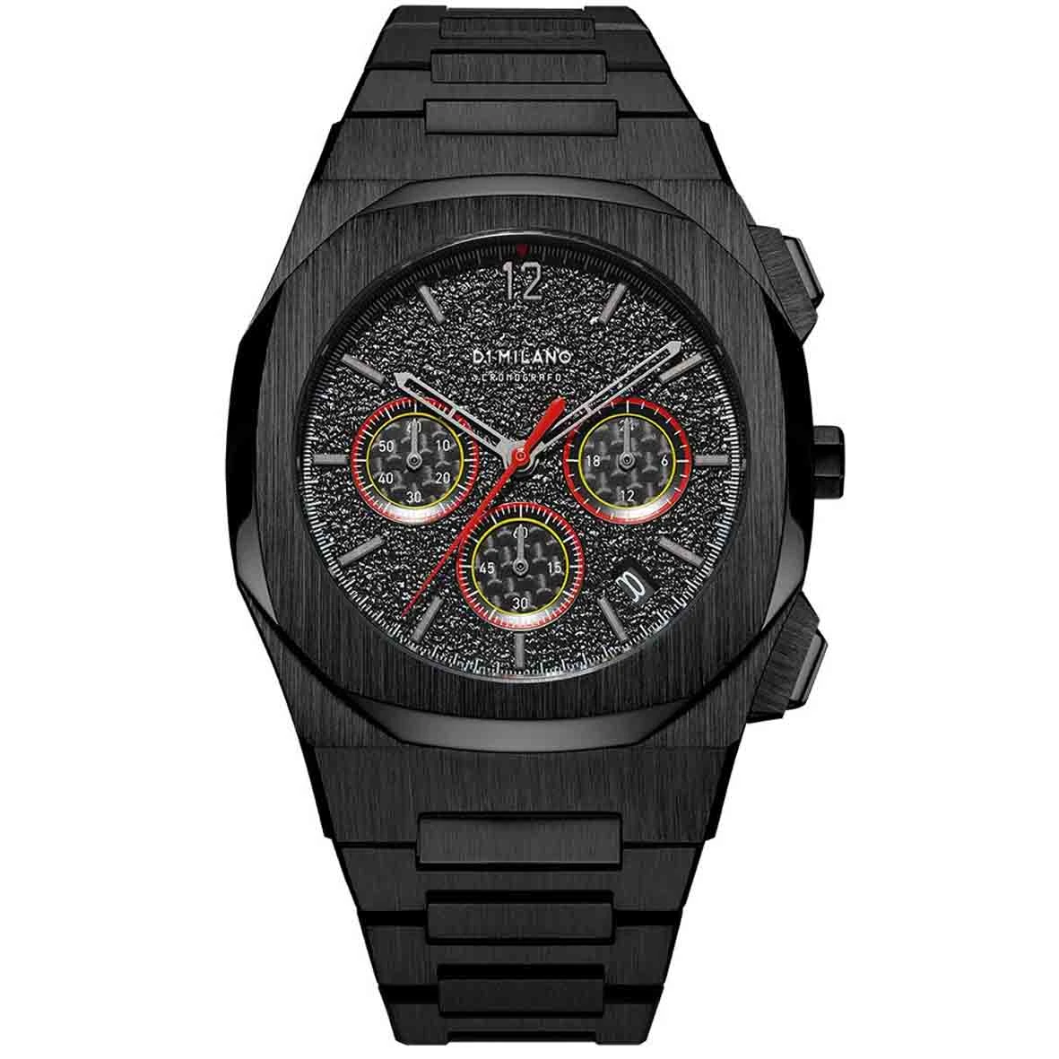 Montre D1 Milano Chronograph Sprint - Homme Quartz- Cadran Noir- 41.5 Mm - Acier Et PVD Noir - CHBJ06