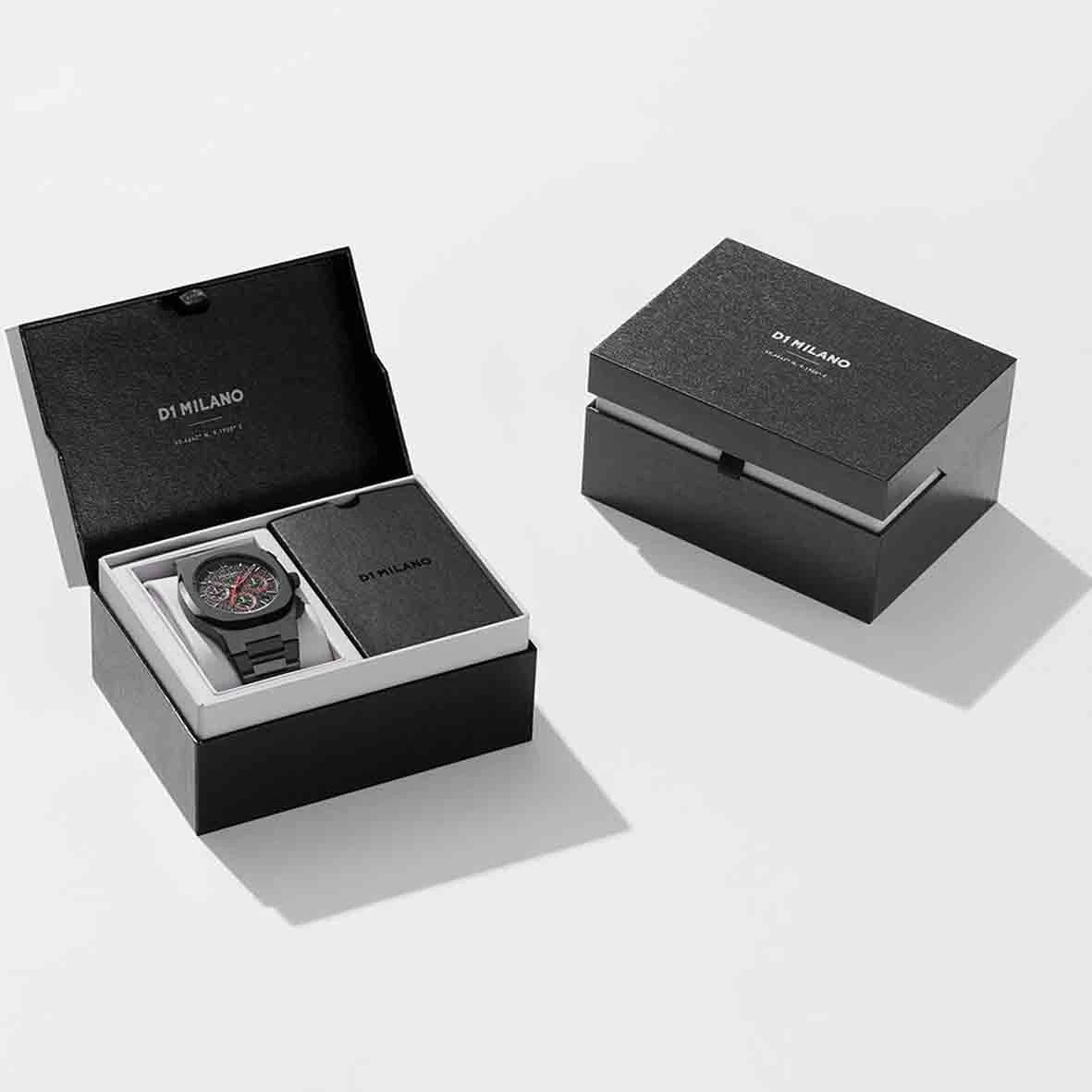 Montre D1 Milano Chronograph Sprint - Homme Quartz- Cadran Noir- 41.5 Mm - Acier Et PVD Noir - CHBJ06 – Image 4