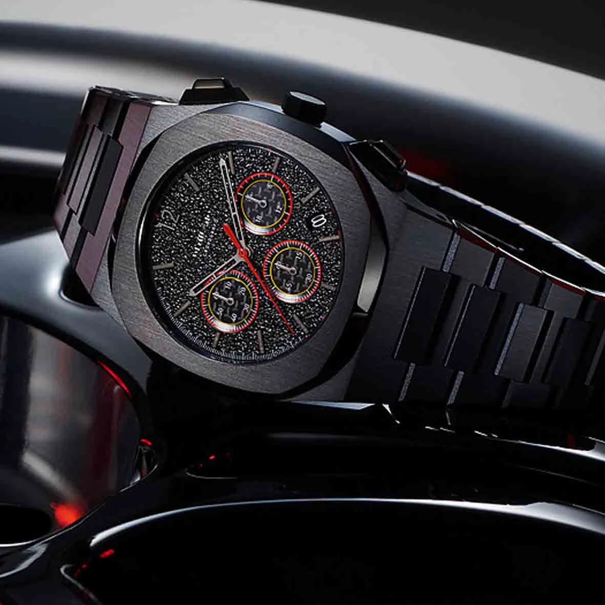 Montre D1 Milano Chronograph Sprint - Homme Quartz- Cadran Noir- 41.5 Mm - Acier Et PVD Noir - CHBJ06 – Image 5