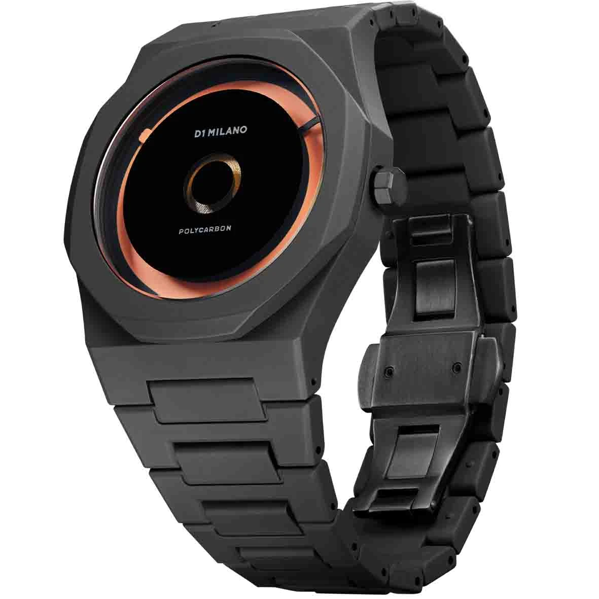 Montre D1 Milano Polycarbon Reload Orange - Homme Quartz- Cadran Noir- 40,5 Mm - Polycarbonate - PCBJ27 – Image 3