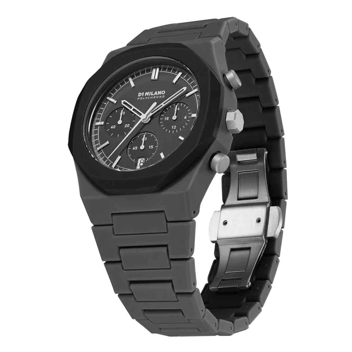 Montre D1 Milano Polychrono Black Blast - Homme Quartz- Cadran Gris Foncé- 40,5 Mm - Polycarbonate - PHBJ04 – Image 3