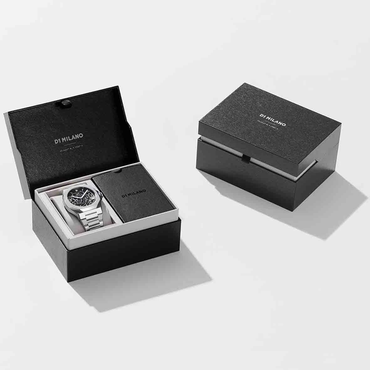 Montre D1 Milano Skeleton - Homme Automatique- Cadran - 41.5 Mm - Acier Inoxydable - SKBJ10 – Image 4