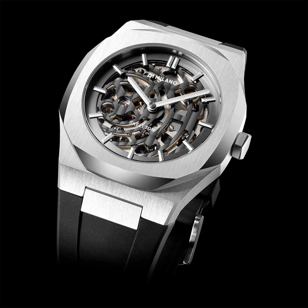 Montre D1 Milano Skeleton - Homme Automatique- Cadran Anthracite- 41.5 Mm - Acier Inoxydable - SKRJ01 – Image 5