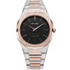 Montre D1 Milano Ultra Thin Abisso - Homme Quartz- Cadran Noir- 38 Mm - Acier Inoxydable PVD Or Rose - UTBU03