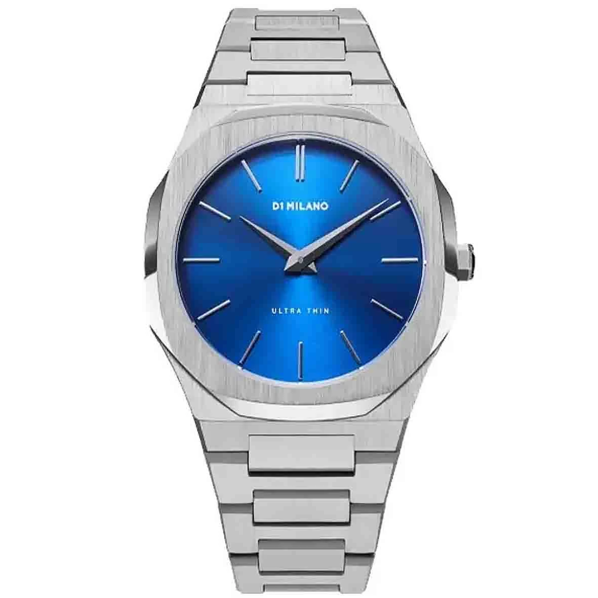 Montre D1 Milano Ultra Thin GEO - Homme Quartz- Cadran Bleu- 40 Mm - Acier Inoxydable - UTBJ09