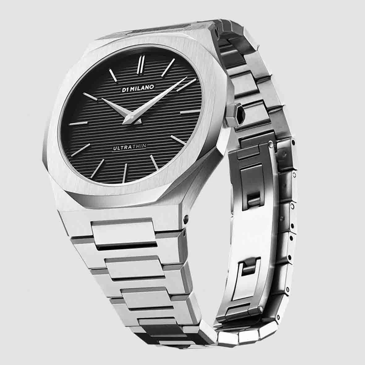 Montre D1 Milano Ultra Thin - Homme Quartz- Cadran Noir- 40 Mm - Acier Inoxydable - UTBJ14 – Image 4