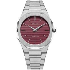 Montre D1 Milano Ultra Thin - Homme Quartz- Cadran Rouge- 40 Mm - Acier Inoxydable - UTBJ11