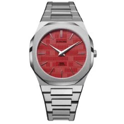 Montre D1 Milano Ultra Thin - Homme Quartz- Cadran Rouge- 40 Mm - Acier Inoxydable - UTBJSO