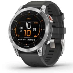 Montre Garmin Epix Acier, Silver Avec Bracelet Silicone Gris 47 Mm- 010-02582-01