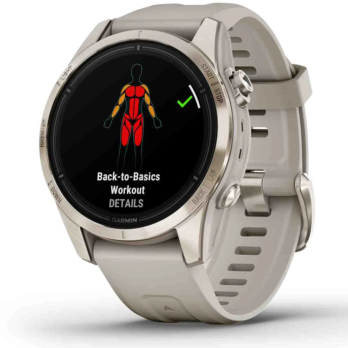 Montre Garmin Epix Pro (Gen 2) - Sapphire Edition - 42 Mm Titane- Light Gold -bracelet Beige Sable 42 Mm- 010-02802-11 – Image 3