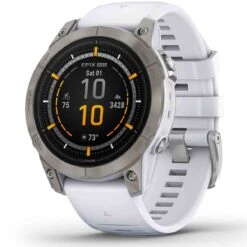 Montre Garmin Epix™ Pro Gen 2 Sapphire Edition 47 Mm - Titane - Silver Avec Bracelet Blanc 47 Mm- 010-02803-21