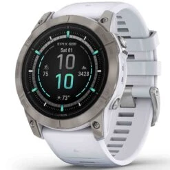 Montre Garmin Epix Pro Gen 2 Sapphire Edition - 51 Mm Titane - Silver Avec Bracelet Blanc 51 Mm - 010-02804-11
