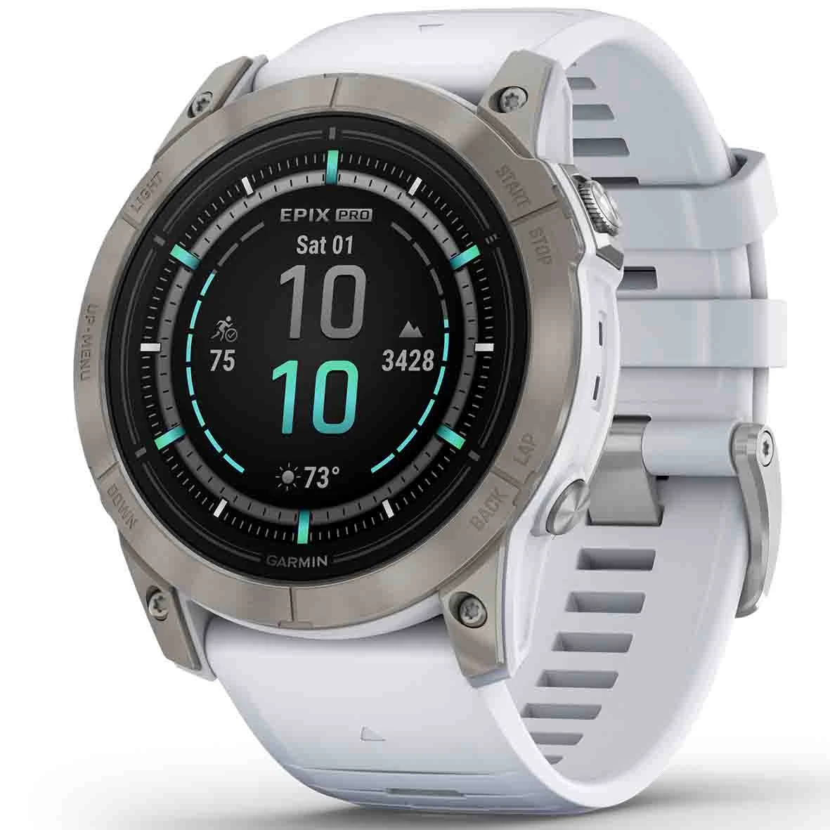 Montre Garmin Epix™ Pro Gen 2 Sapphire Edition - 51 Mm Titane - Silver Avec Bracelet Blanc 51 Mm - 010-02804-11