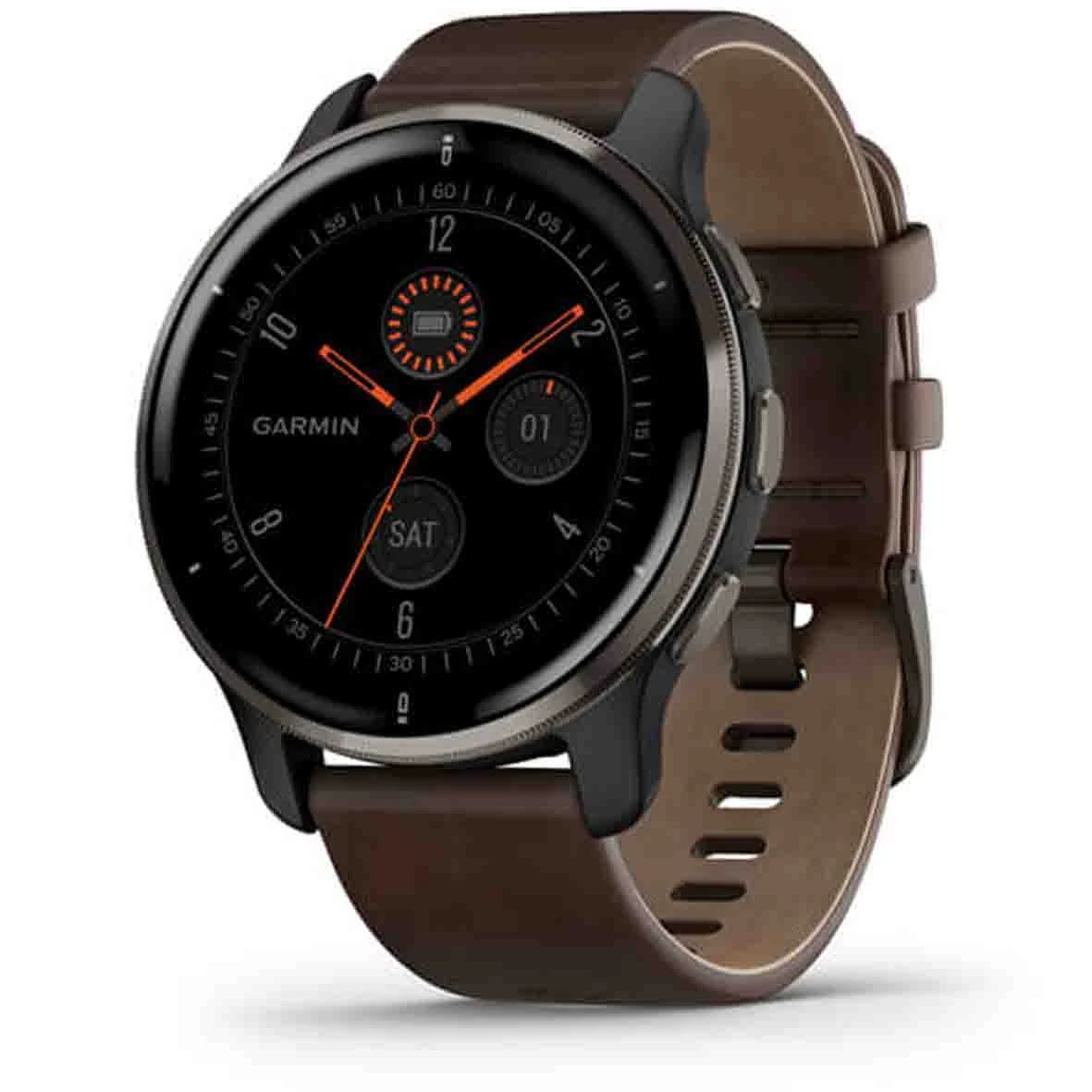 Montre Garmin Venu 2 Plus Plus Gray - Bracelet Marron - 010-02496-15
