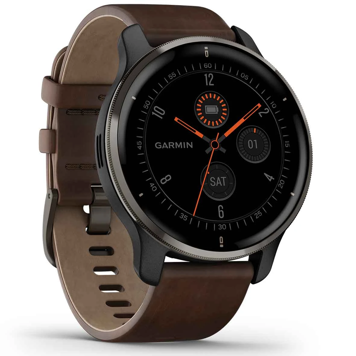 Montre Garmin Venu 2 Plus Plus Gray - Bracelet Marron - 010-02496-15 – Image 2