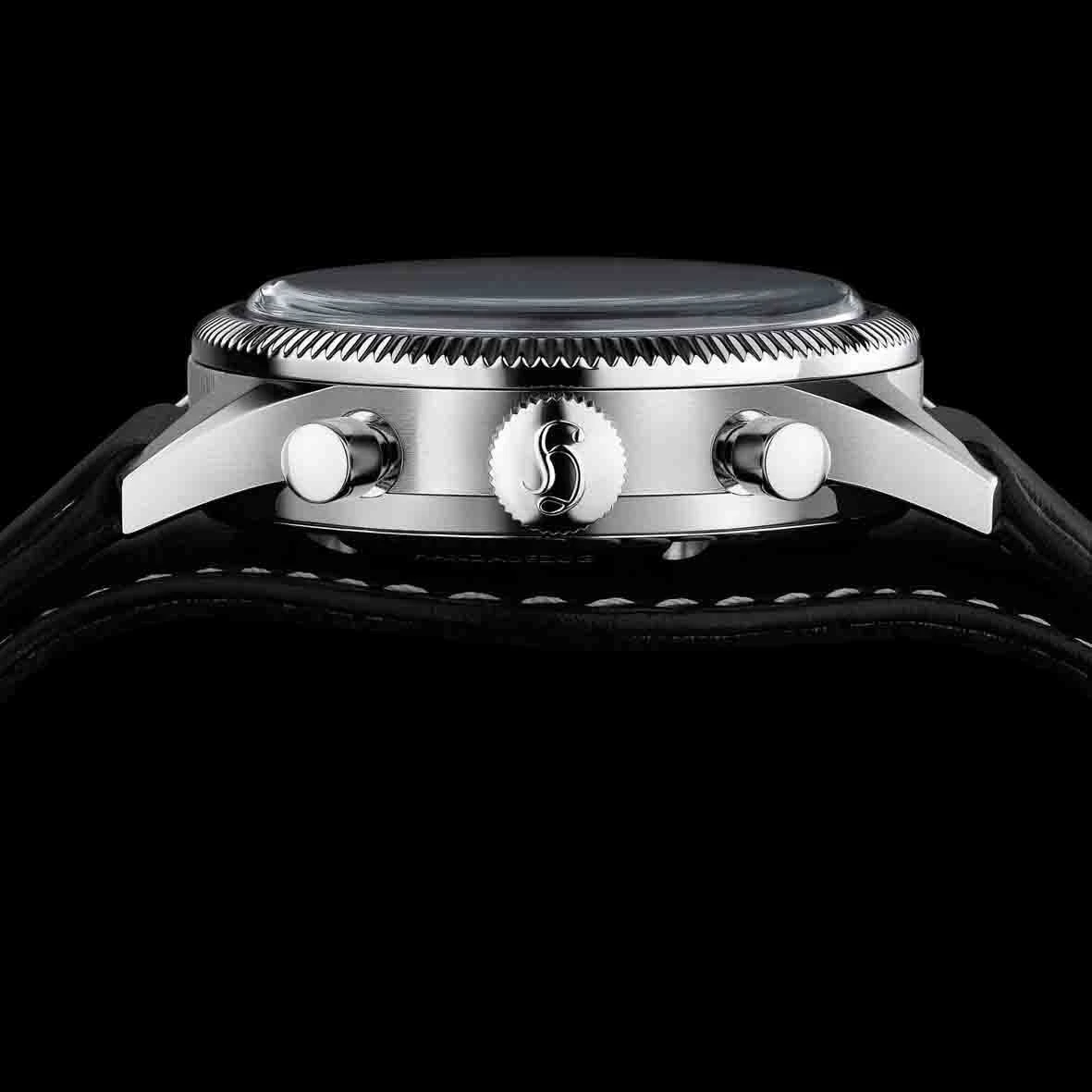Montre Hanhart 417 ES - 42 Mm - Flyback Panda - 1954 - Croco Noir Mécanique Diamètre 39 Mm- H721.211-7010-croconoir – Image 3