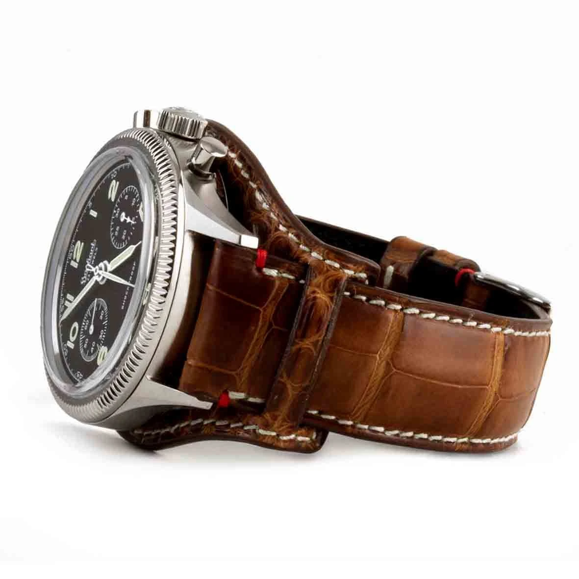 Montre Hanhart 417 ES - 42mm - Steve Mc. Croco Marron Teck Mécanique Diamètre 42 Mm- H721.210-7010-crocoteck – Image 2