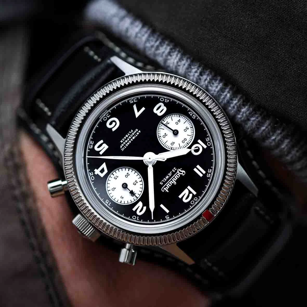 Montre Hanhart 417 ES Flyback Panda - 1954 Mécanique Diamètre 42 Mm- H721.211-7010. – Image 2