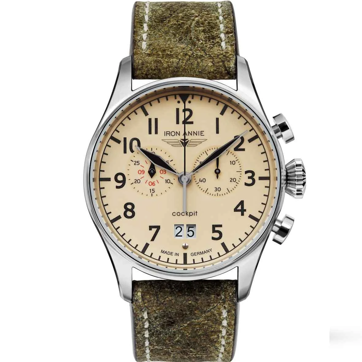 Montre Iron Annie Cockpit Chronograpgh Big Date Quartz Cadran Beige - 5186-5