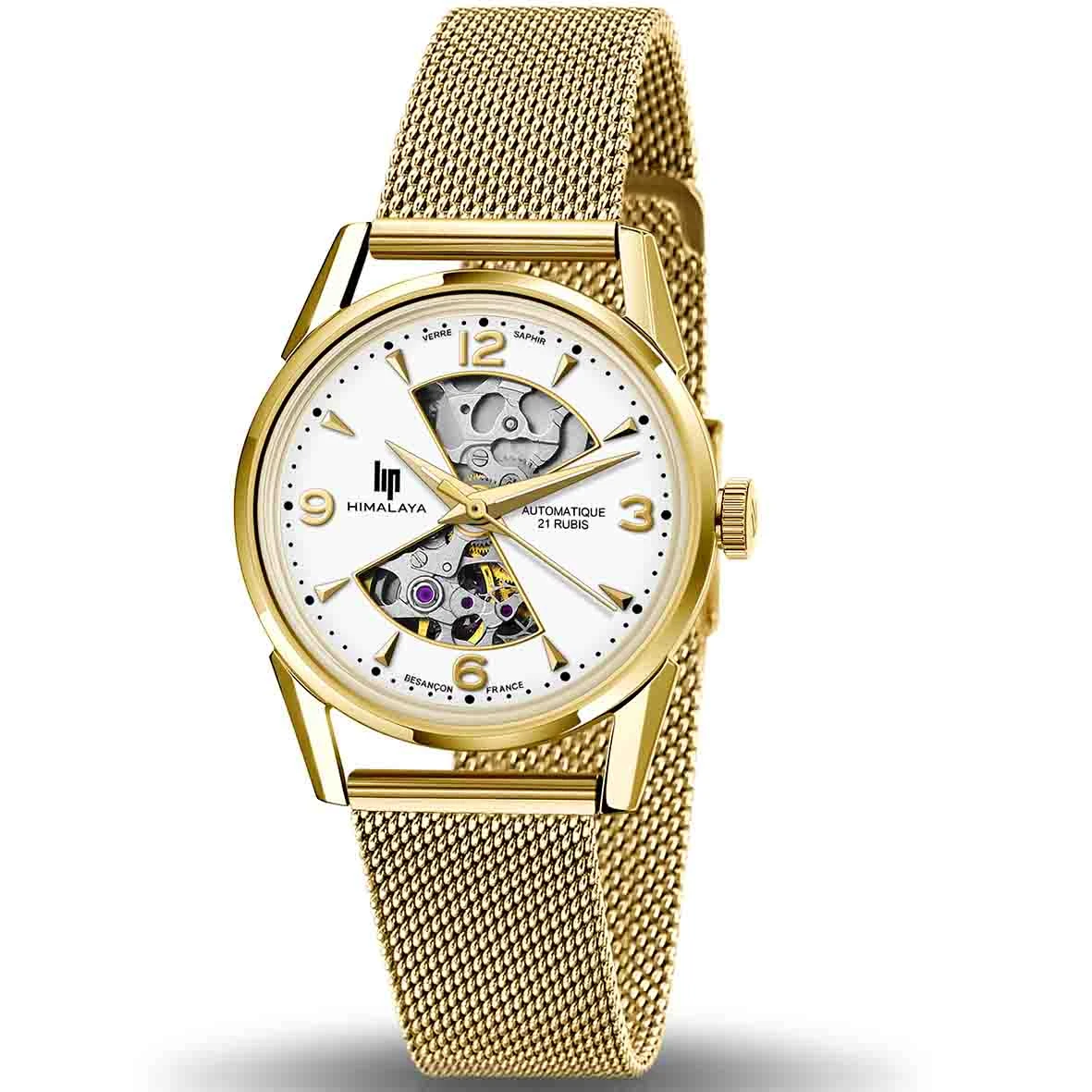 Montre Lip Himalaya 33.5 - Unisexe - Cadran Argent- 33.5 Mm - Acier Et PVD Doré - 671681