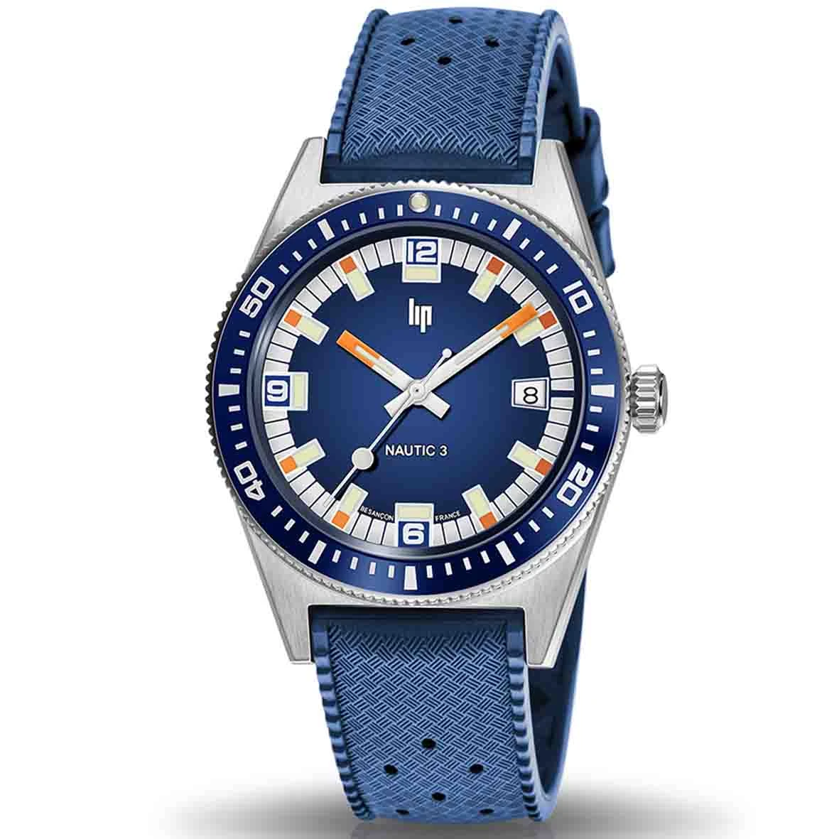 Montre Lip Nautic 3 671851- Homme - Cadran Bleu- 39 Mm - Acier Inoxydable